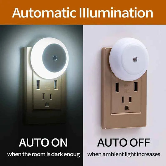 Mini Plug-In Motion Sensor Night Light — Auto On/Off, Warm/White/Amber Glow