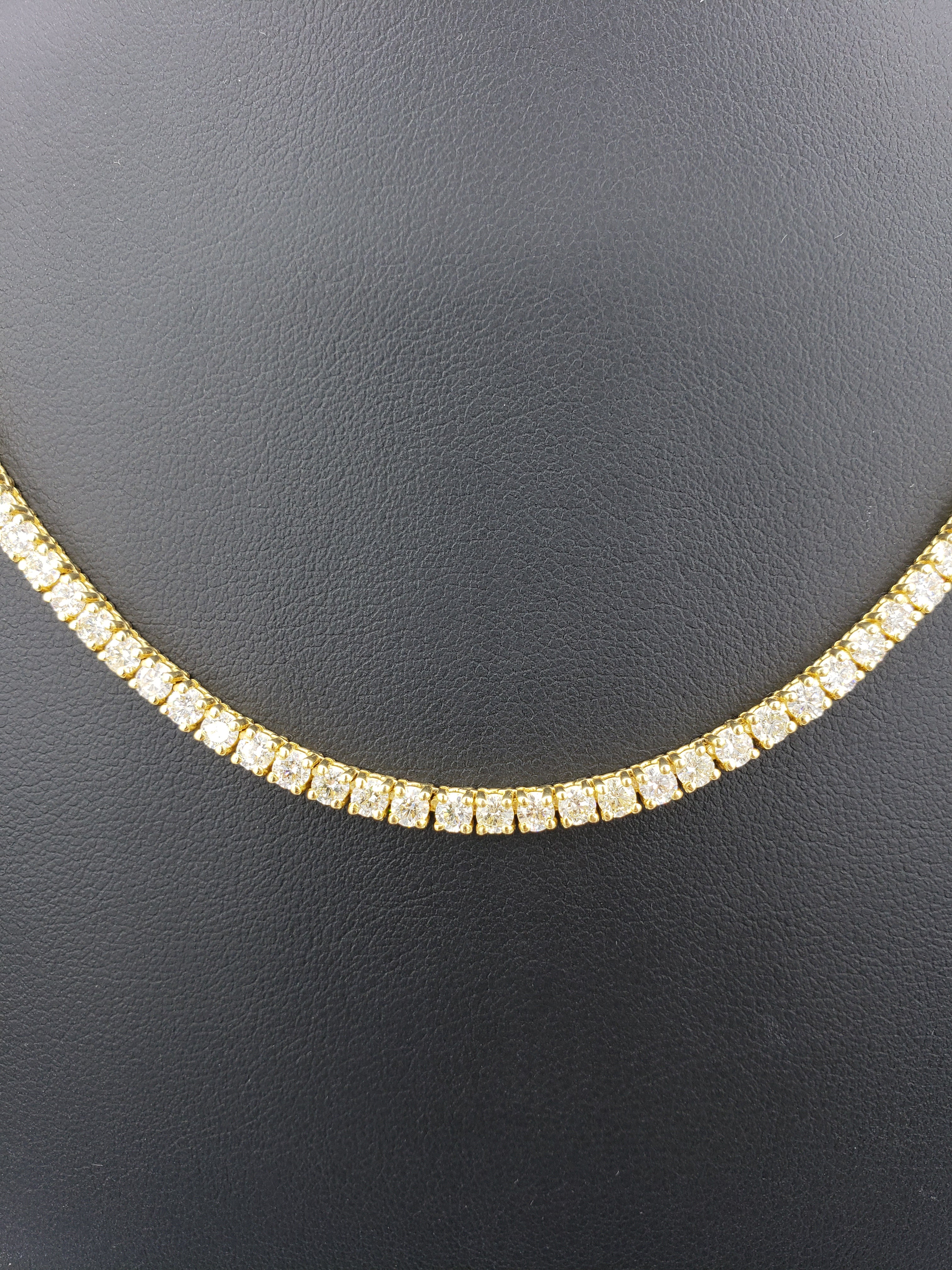 14K Gold- Diamond Tennis Chain 36.7 Grams