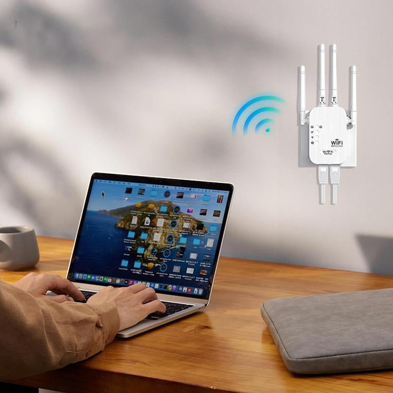 Wifi Extender 2025, 1200Mbps Dual Band (5Ghz/2.4Ghz) Wifi Booster, Covers 10,000 Sq. Ft & 50 Devices, Repeater/Ap/Router with Ethernet Port, Ideal for Home & Office Wifi Repeater Backyard Extender Wifi Extender