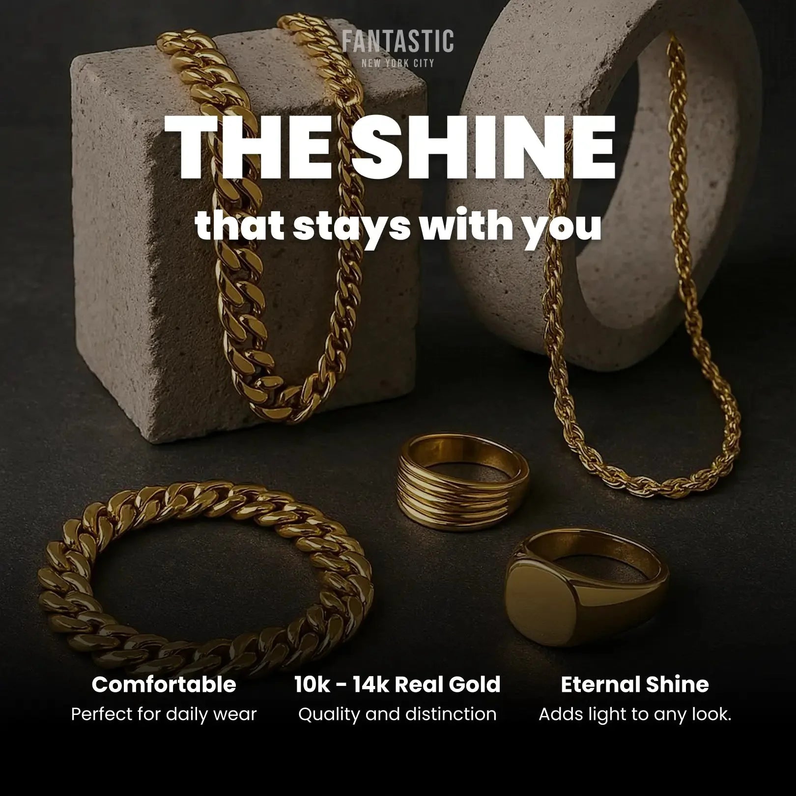 14K Gold- Hollow Figaro Diamond Cut (Pave) Chain