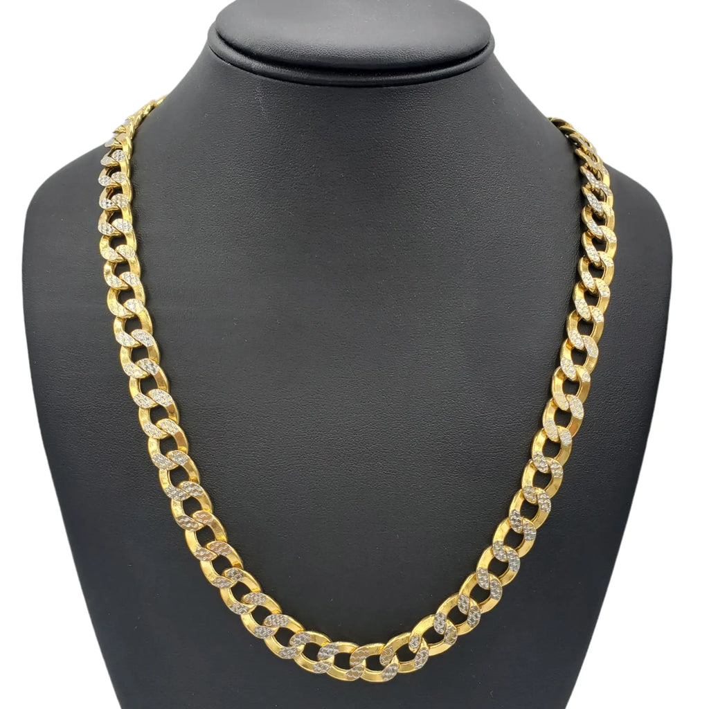 10K Gold- Hollow Cuban Link Diamond Cut (Pave) Chain
