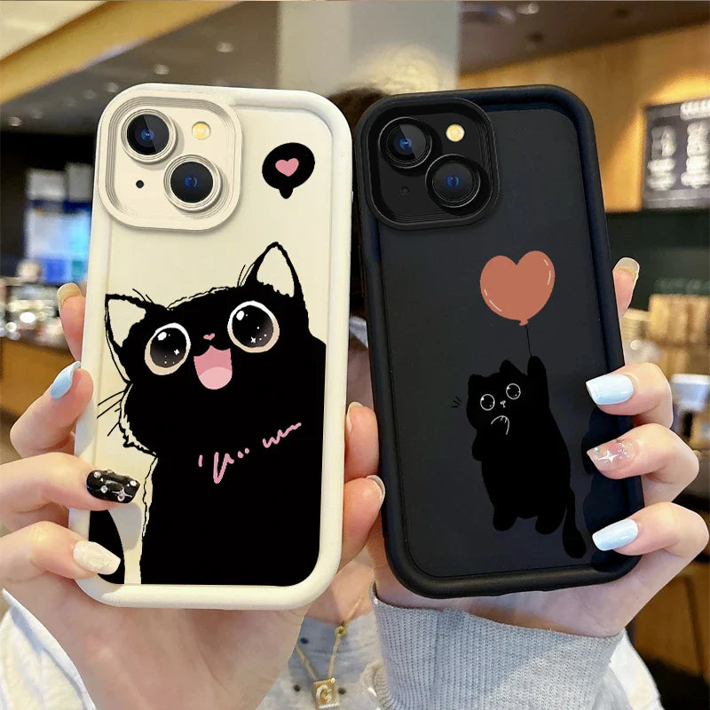 Hot Lovely Black Cat Cartoon Phone Case