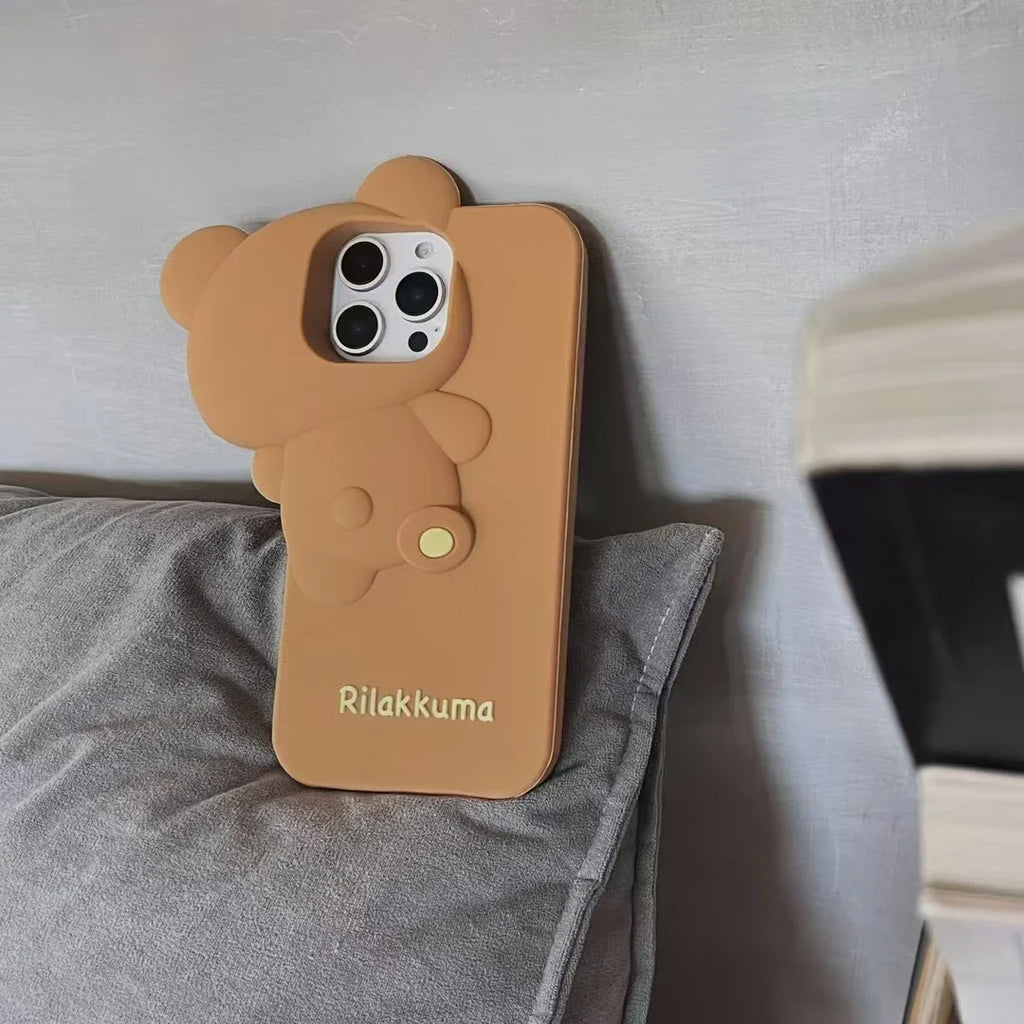 Funny 3D Cartoon Hide and Seek Rilakkuma Bear Phone Case