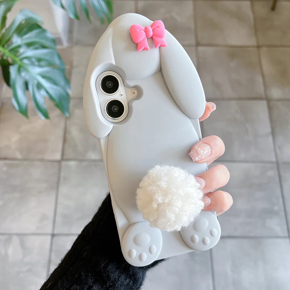 Cute Cartoon Benny Rabbit Hairball Tail Holder Phone Case