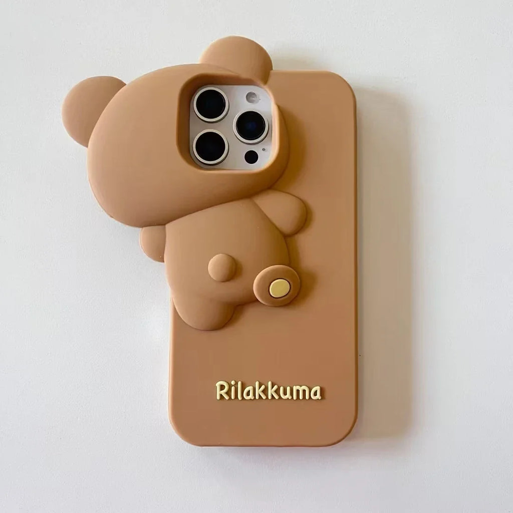 Funny 3D Cartoon Hide and Seek Rilakkuma Bear Phone Case