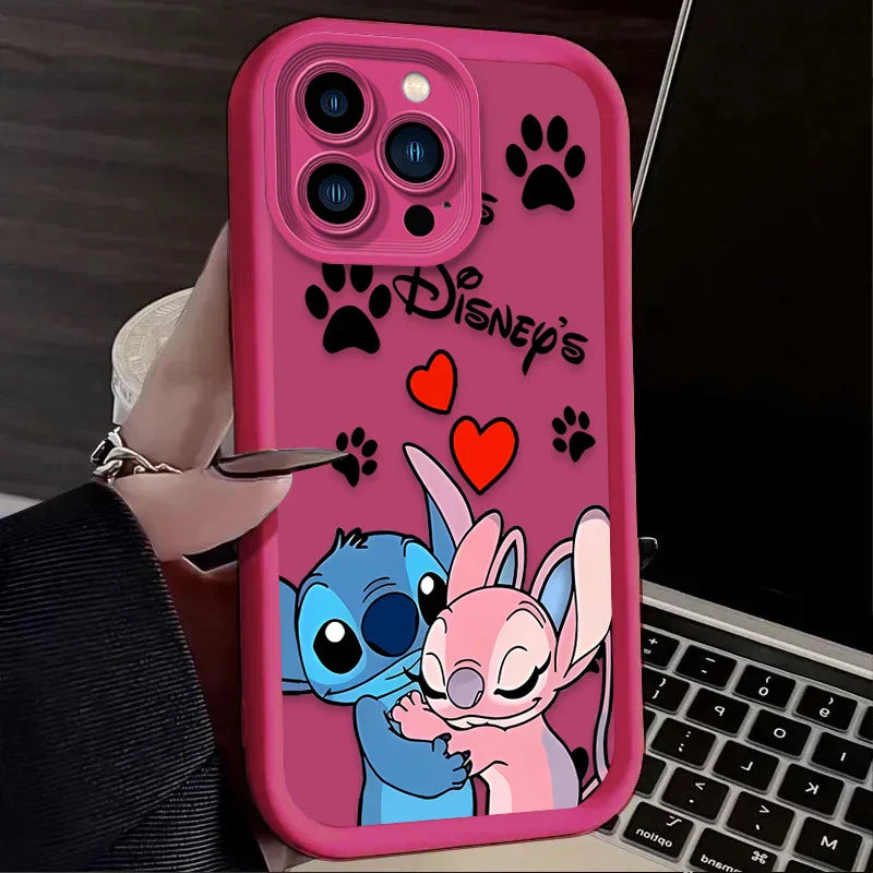 Disney Stitch Angel Love Matte Silicone Phone Case