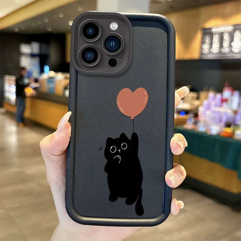 Hot Lovely Black Cat Cartoon Phone Case
