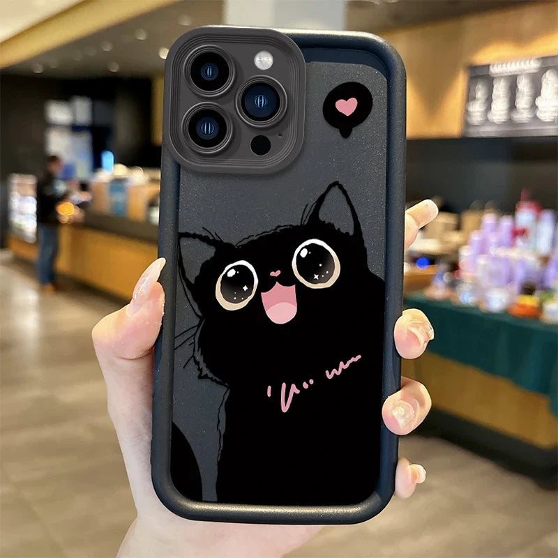 Hot Lovely Black Cat Cartoon Phone Case