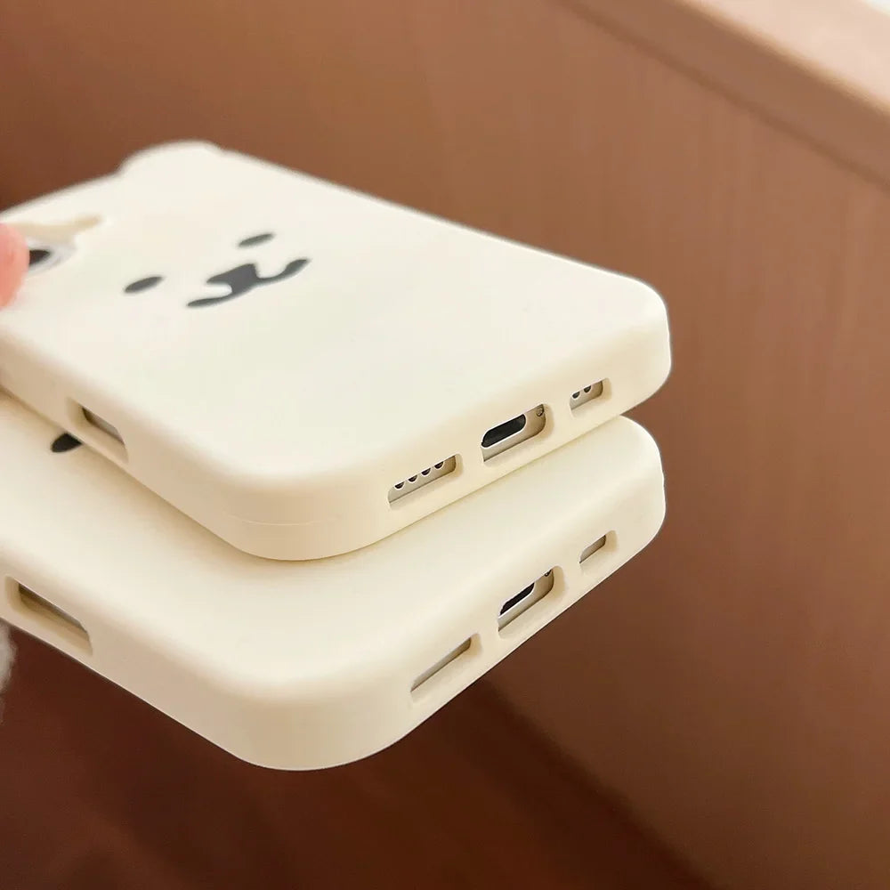 Cartoon White Bear Cover Soft Silicone Phone Case