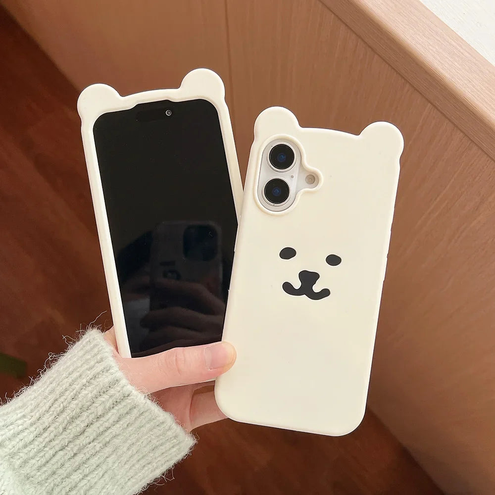 Cartoon White Bear Cover Soft Silicone Phone Case