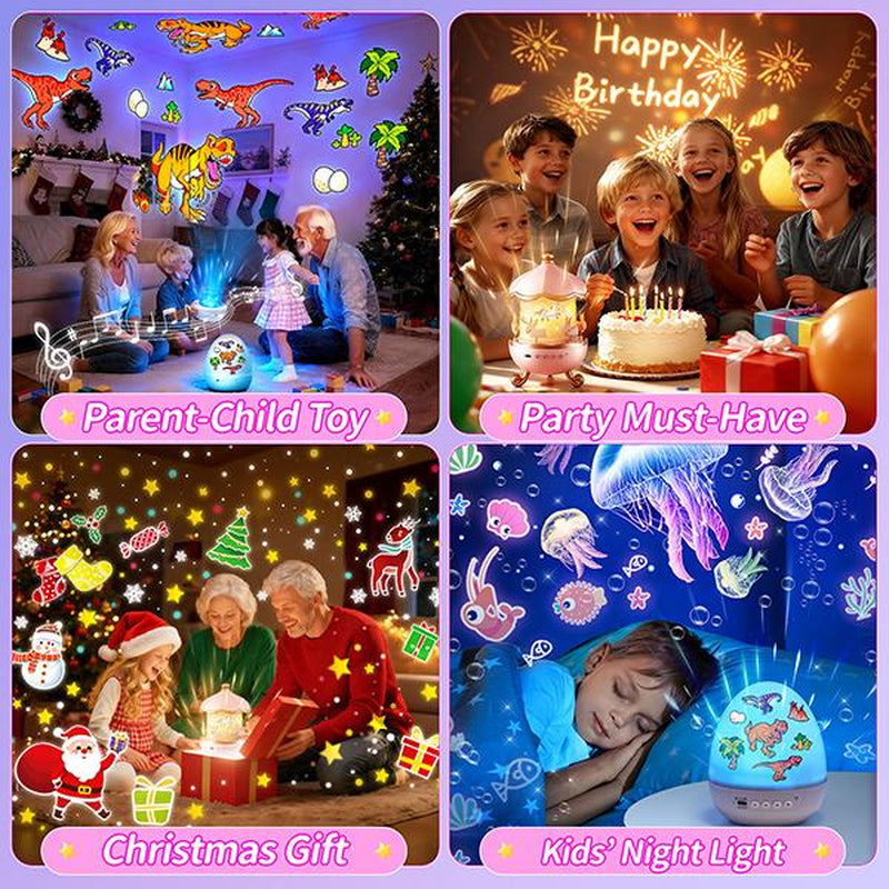 Onefire Kids Night Light with 15 Films & 15 White Noises Remote Control Projector Lamp for Girls Aged 1-8 Princess Room Decor Unicorn Night Light Toddler Egg Light for Nursery Baby Sound Machine Dinosaur Toys Christmas Gifts