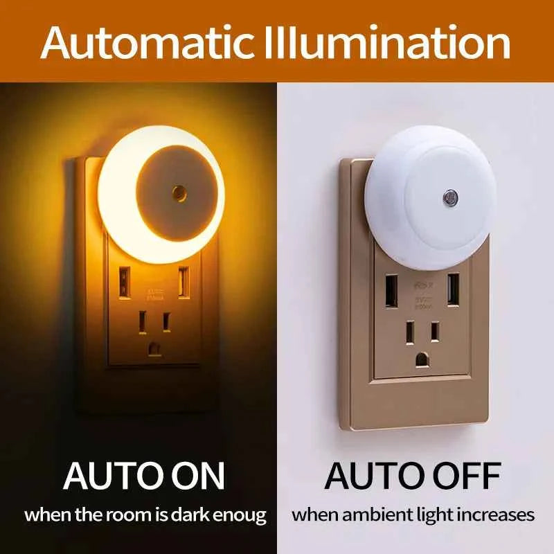 Mini Plug-In Motion Sensor Night Light — Auto On/Off, Warm/White/Amber Glow