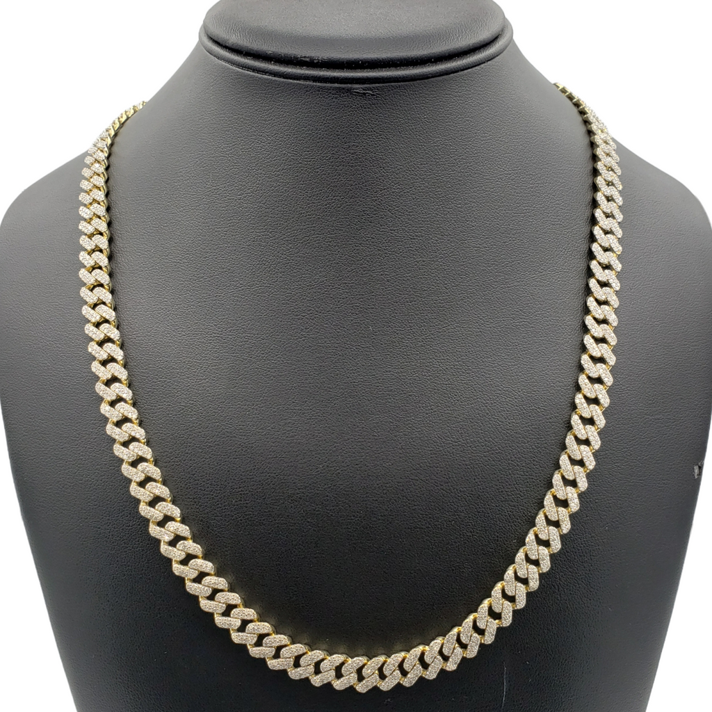 10K Gold- Iced Out Diamond Miami Cuban Chain (10mm)