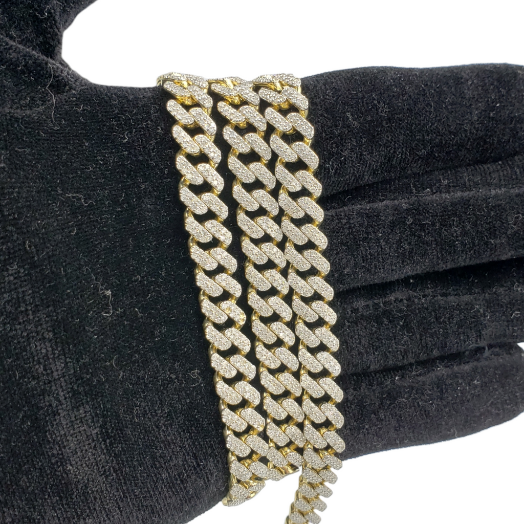 10K Gold- Iced Out Diamond Miami Cuban Chain (10mm)